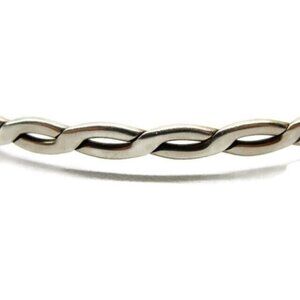 Two Strand Braided Herringbone Design Bangle Sterling Silver 925 Bracelet Patina